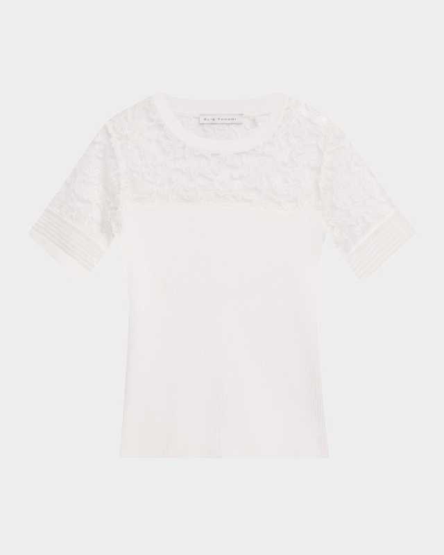 The Stephanie Ribbed Embroidered-Yoke Top